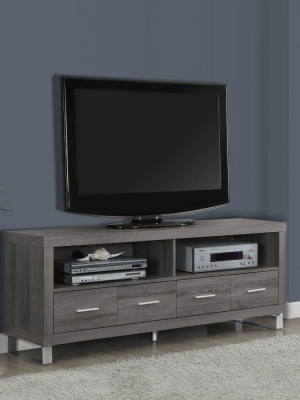 Monarch Specialties 60" Entertainment Center Tv Stand With 4 Drawers, Dark Taupe