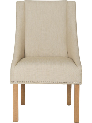 Morris Sloping Arm Dining Chair With Nail Heads (set Of 2) - Beige - Safavieh.