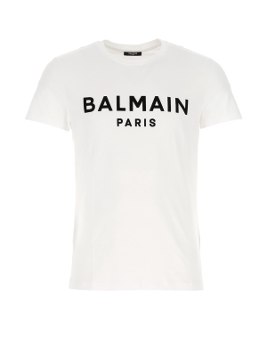 Balmain Flocked Logo Crewneck T-shirt