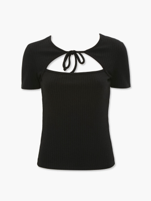 Ribbed Tie-neck Tee