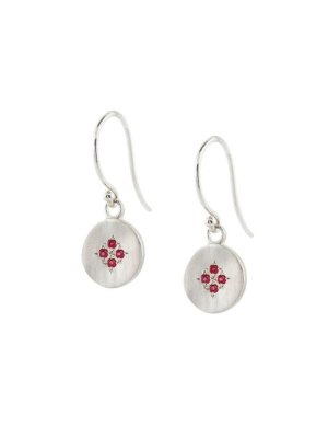 Silver & Ruby Four-star Wave Charm Earrings