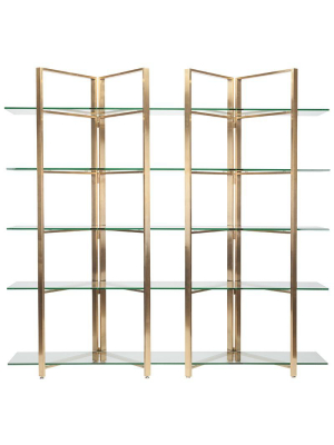 Elton Clear Glass Display Shelving - Gold