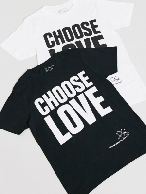 Help Refugees Choose Love Unisex T-shirt In Organic Cotton In Black