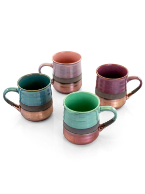 Gibson Home 18oz 4pk Stoneware Copper Tonal Assorted Mug Set