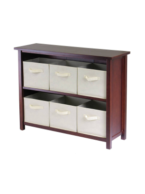 Verona 30" Storage Shelf With 6 Baskets - Walnut/beige - Winsome