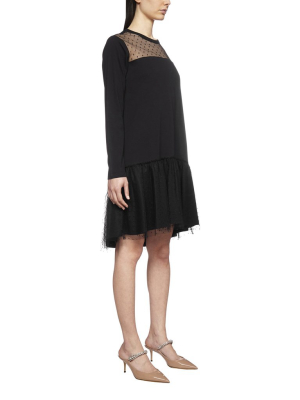 Redvalentino Sheer-panel Flared Mini Dress