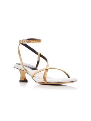 Snake-effect Leather Sandals