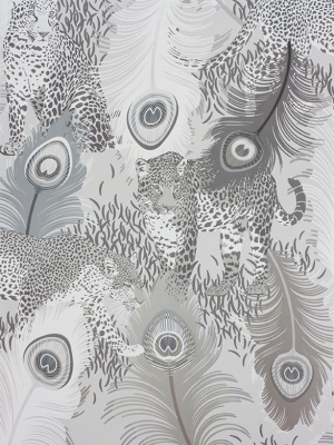 Leopardo Wallpaper In Metallic Silver By Matthew Williamson For Osborne & Little