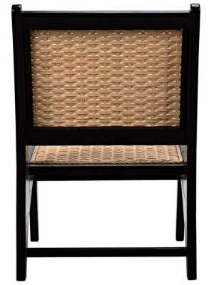 Noir Mona Chair With Rattan - Charcoal Black