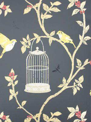 Sample Birdcage Walk Wallpaper In Black And Beige Color By Nina Campbell