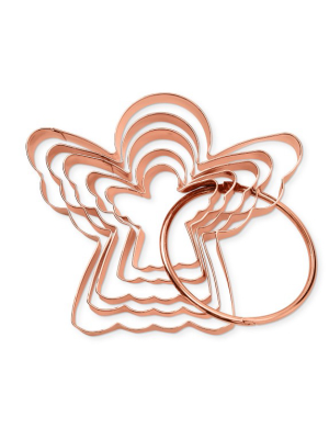 Copper Angel Cookie Cutters On Ring, Set Of 5