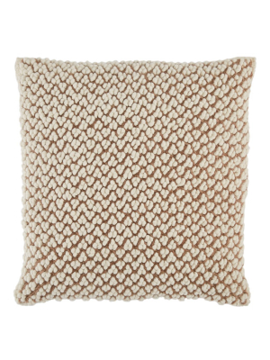 Jaipur Living Madur Textured Ivory/ Tan Poly Throw Pillow 22 Inch