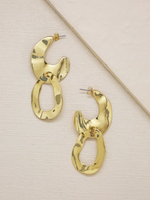 Knock Knock Abstract Double Ring 18k Gold Plated Hoop Earrings