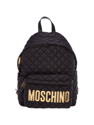 Moschino Logo Plaque Quilted Backpack