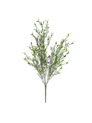 Vickerman 22" Uv Coated Bush With Mini Purple Flowers And Greenery.