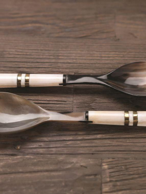 Cote D'ivoire Salad Server W/white Bone Handle