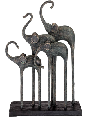Kensington Hill Trumpeting Elephants 15" High Verde Finish Sculpture