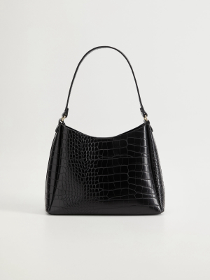 Croc-effect Baguette Bag