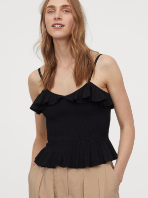 Ribbed Peplum Camisole Top