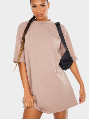 Taupe Oversized Boyfriend T Shirt Dress