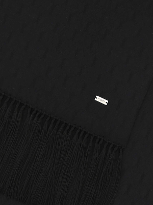 Saint Laurent Logo Plaque Fringed Scarf