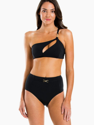 High Waist Belted Bikini Bottom - Black