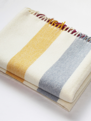 Cream Stripe Alpaca Throw