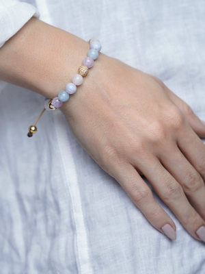 Women's Beaded Bracelet With Aquamarine, Blue Lace Agate, Rose Quartz, And Amethyst Lavender
