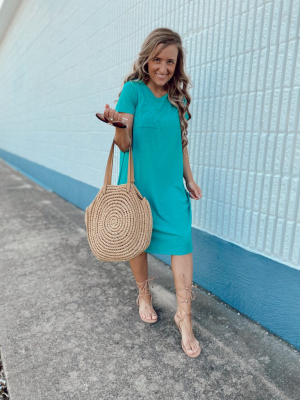 Heather Pocket Dress - Teal