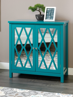 Harbor View 2 Door Geometric Accent Storage Cabinet - Caribbean Blue - Sauder