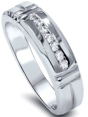 Pompeii3 1/4ct Channel Set Diamond Ring 14k White Gold Mens Wedding Band