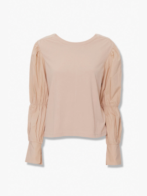 Long Pleated-sleeve Top