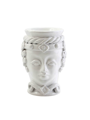 Vietri Sicilian Heads Small Queen Head - White