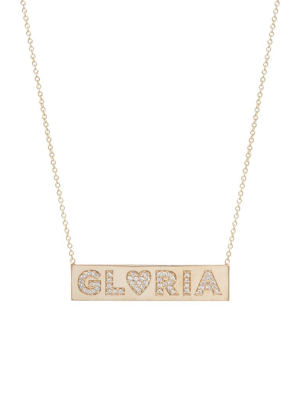 14k Pave Name Id Necklace