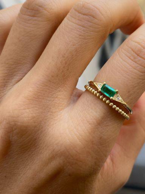 Emerald Cut Emerald Deco Ring