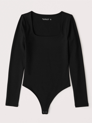 Long-sleeve Seamless Squareneck Bodysuit