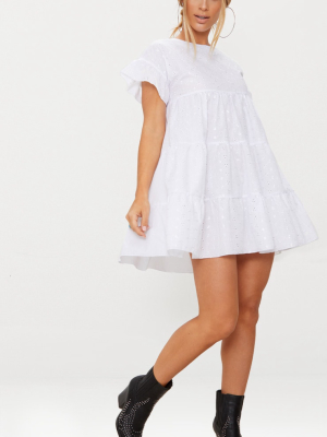 White Broderie Anglaise Smock Dress