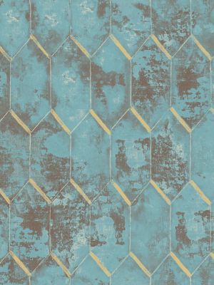 Whitney Wallpaper In Green And Gold From The Metalworks Collection By Seabrook Wallcoverings