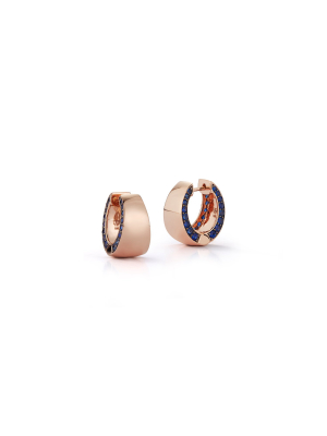 Lytton 18k Rose Gold Hoop With With Blue Sapphire Edge Earring