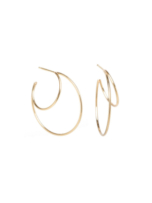 14k Double Wire Large Hoops