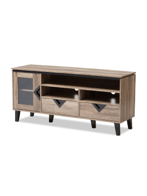 55" Cardiff Modern And Contemporary Wood Tv Stand - Light Brown - Baxton Studio