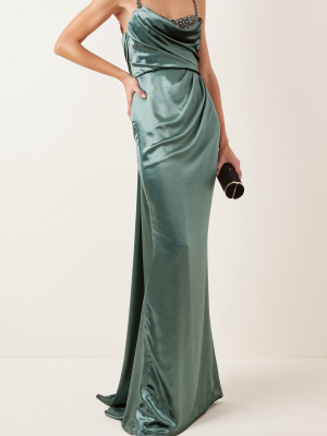 Crystal-embellished Velvet Gown