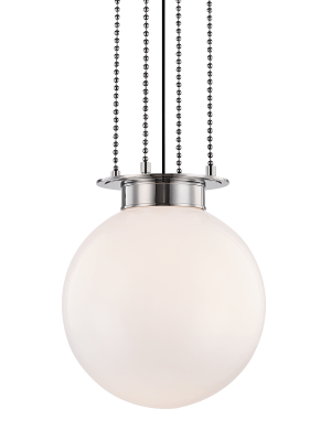 Hudson Valley Lighting Gunther Pendant - Polished Nickel & Opal Glossy