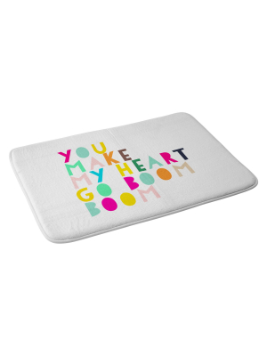 Hello Sayang You Make My Heart Go Boom Boom Bath Rugs And Mats White 24" X 36" - Deny Designs