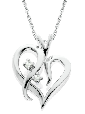 Pompeii3 Heart Shape Genuine Diamond Pendant High Polished White Gold