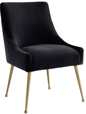 Beatrix Side Chair, Black/brushed Gold Base