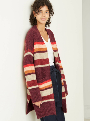 Women's Striped Open-front Cardigan - A New Day™