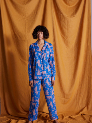 Long Pyjama Set Chango Print Blue/pink
