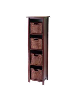 55.98" 5pc Milan Storage Shelf With Baskets Walnut - Winsome