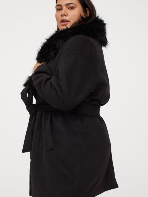 H&m+ Faux Fur-collared Coat